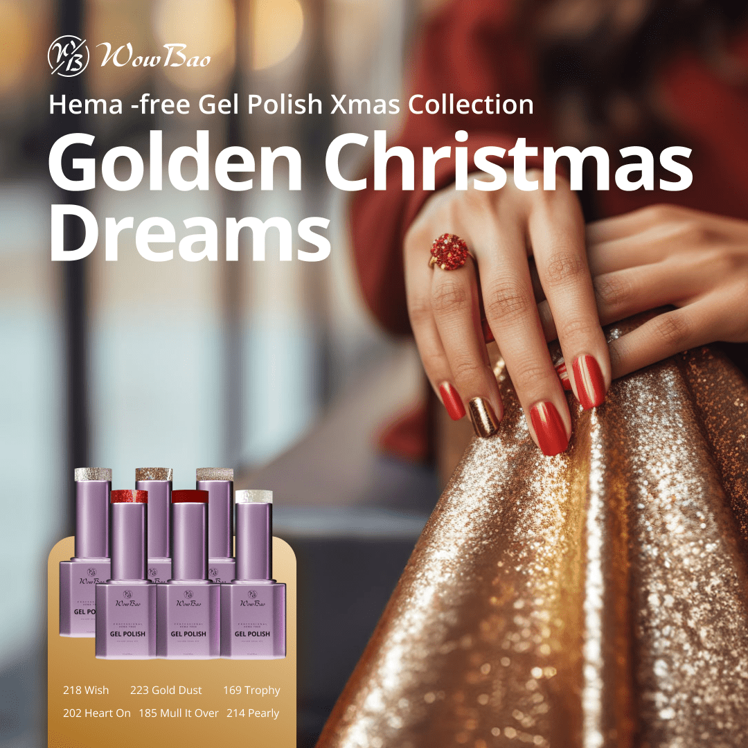WowBao Nails Golden Xmas Dreams - set of 6 hema free Gel Polish