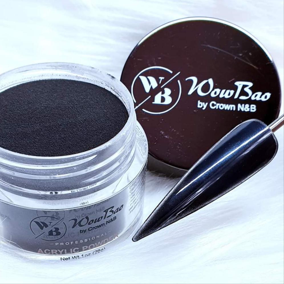 102 Black WowBao Acrylic Powder 28g | Advanced Sculpting Nail Powder | Highly Pigmented Acrylic Powder Wow Bao Nails | Professional Use Only
