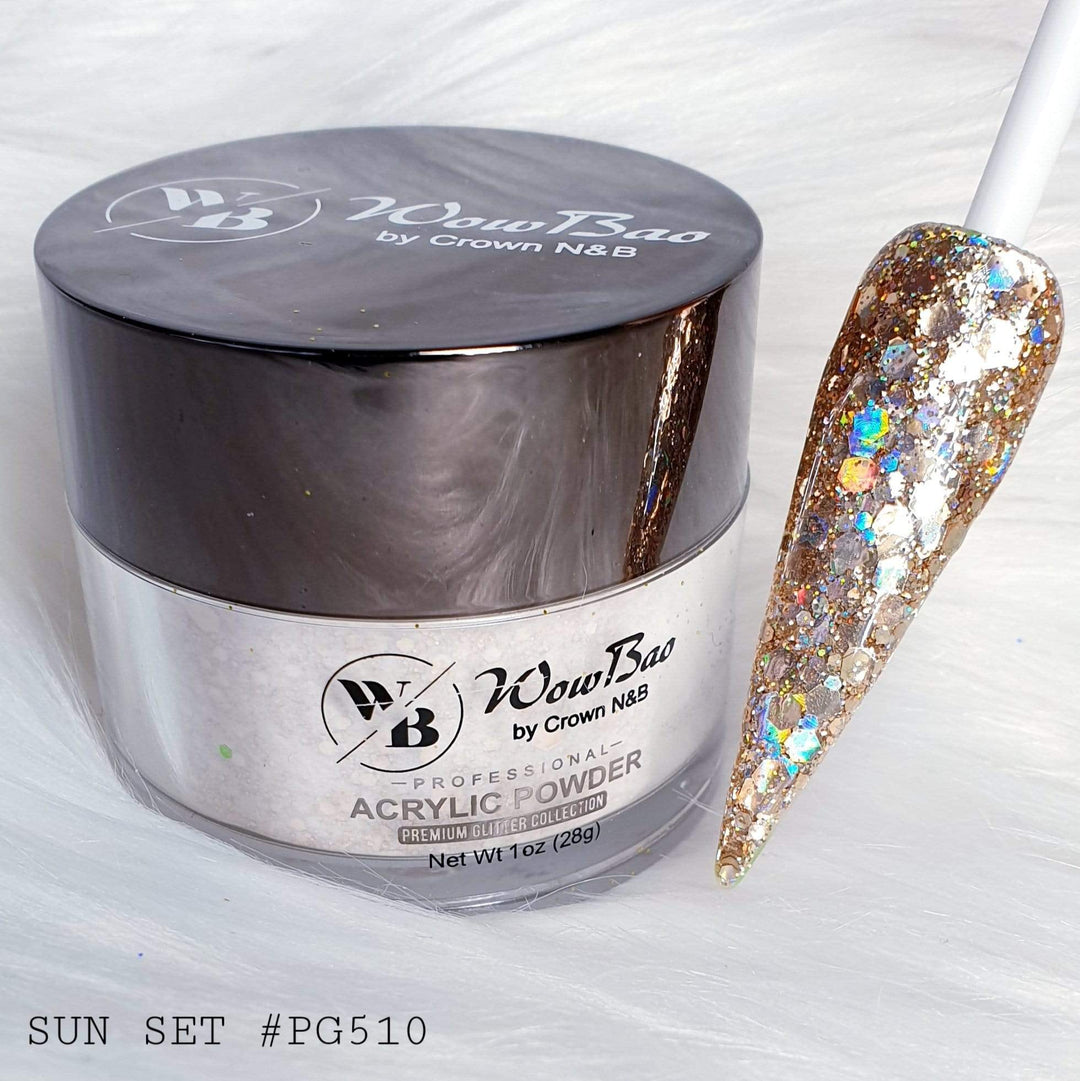 WowBao Nails 510 Sun Set Acrylic powder Premium glitter