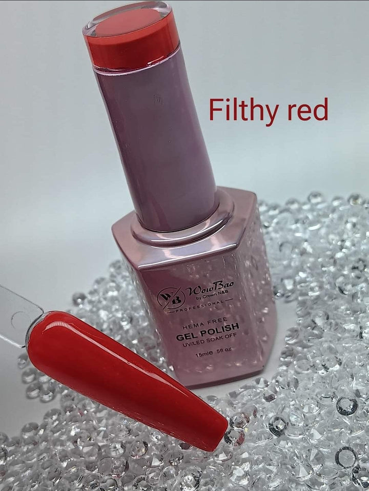 WowBao Nails 174 Filthy Red, Hema-Free Gel Polish 15ml