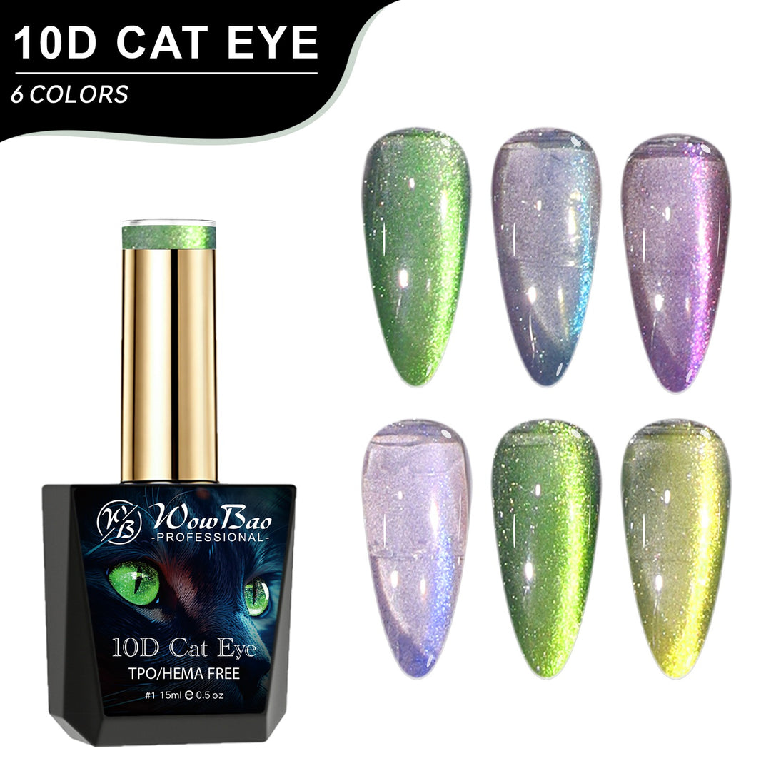 WowBao 10D Cat Eye Set of 6 collection - TPO / Hema-Free Gel Polish 15ml