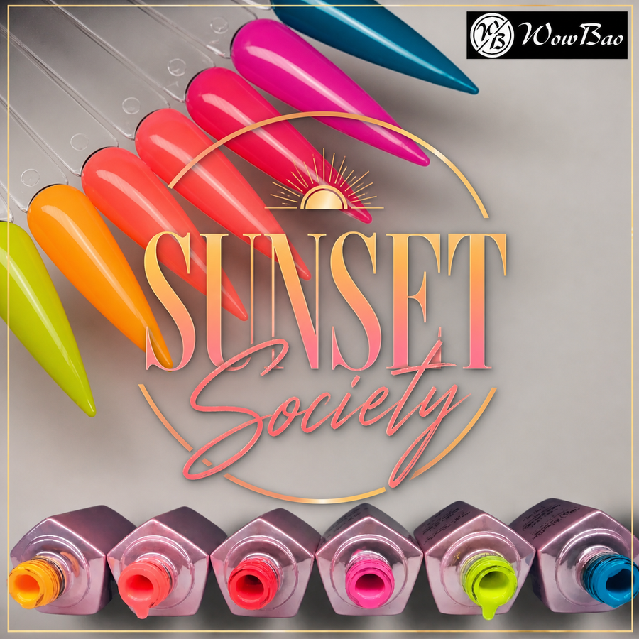 Sunset Society collection- set of 6 hema free Gel Polish WowBao Nails