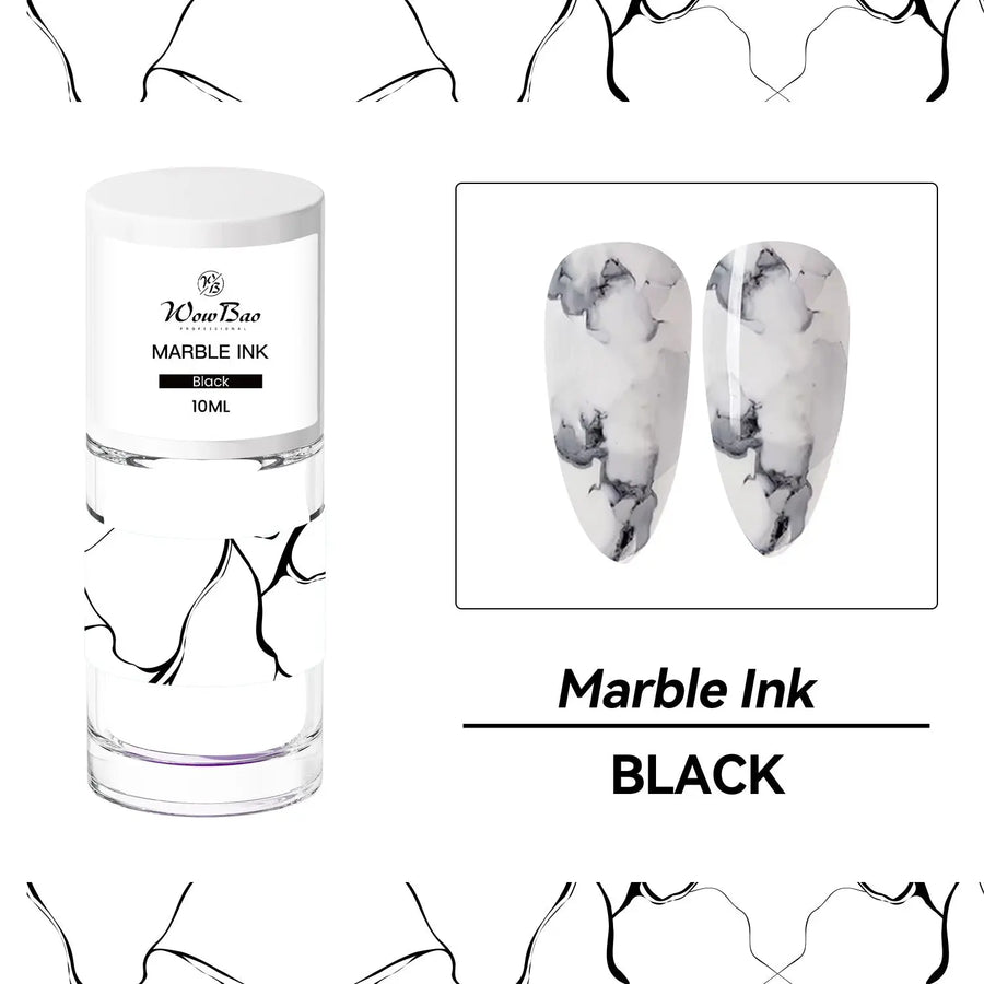 Black Marble ink WowBao Nails