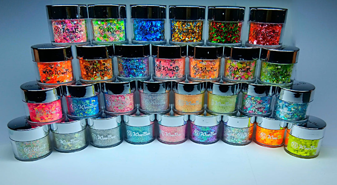 WowBao Nails Full collection of Wow Glitters 15g pots