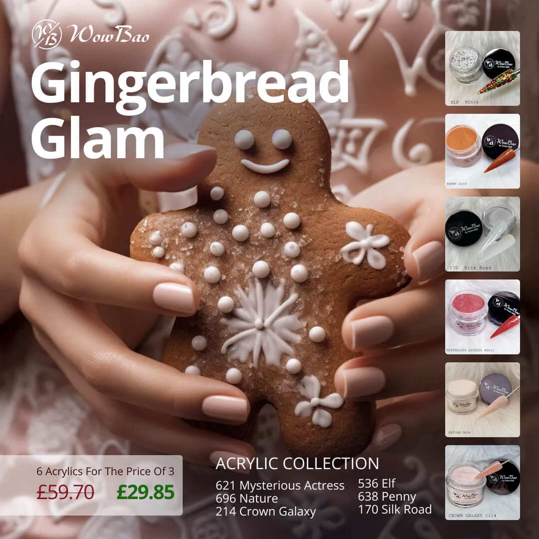 WowBao Nails Gingerbread Glam Acrylic Collection