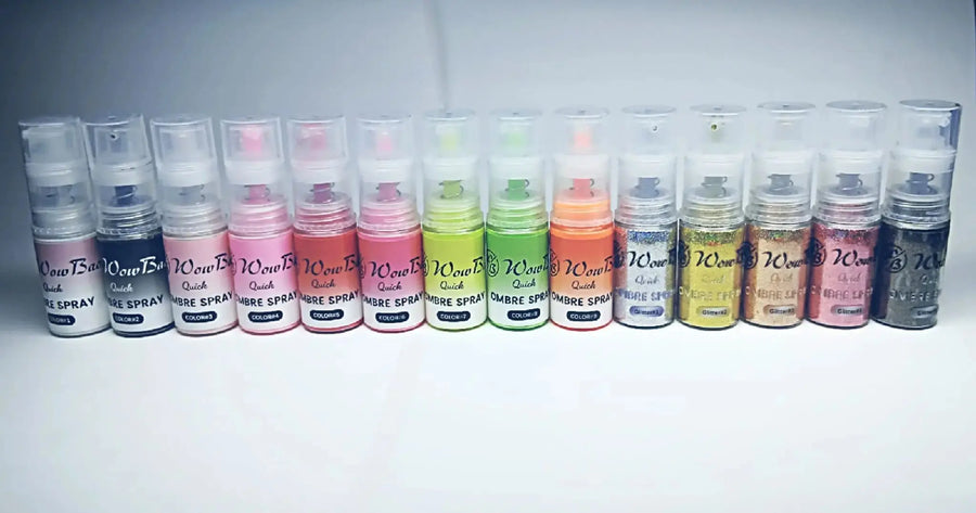 WowBao Nails Quick Ombre Spray -  ALL 9 Colours + 5 Glitter Collection
