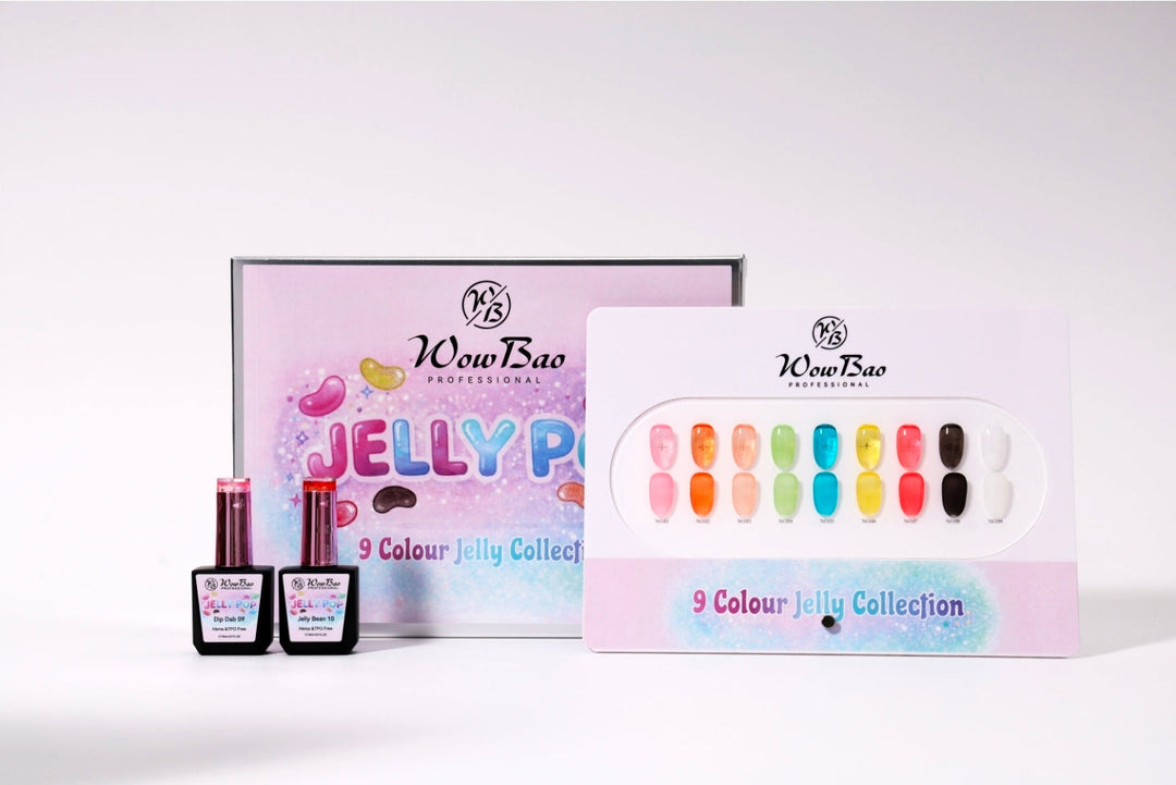 Jelly Gel Set of 9 with colour chart - TPO / Hema-Free Gel Polish 15ml WowBao Nails