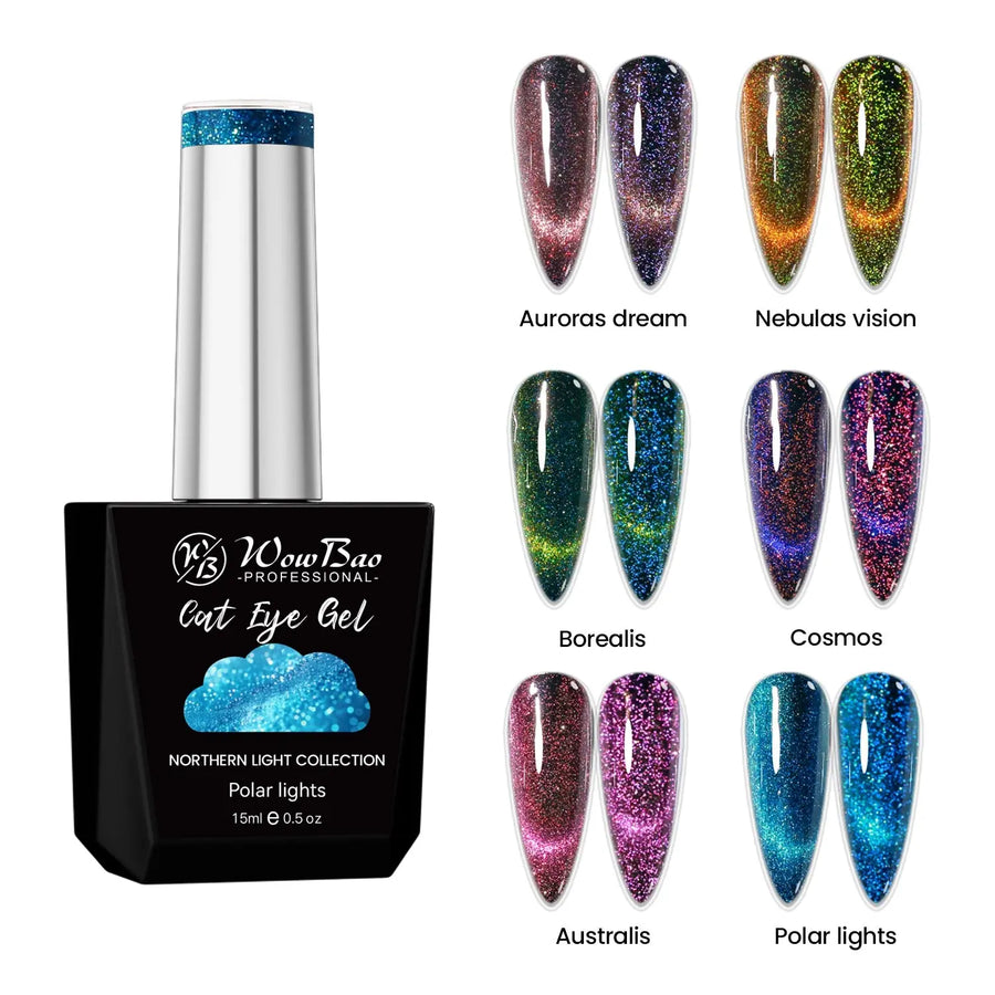 WowBao Glow In the Dark Flash Cat Eye Set of 6 collection - TPO / Hema-Free Gel Polish 15ml WowBao Nails