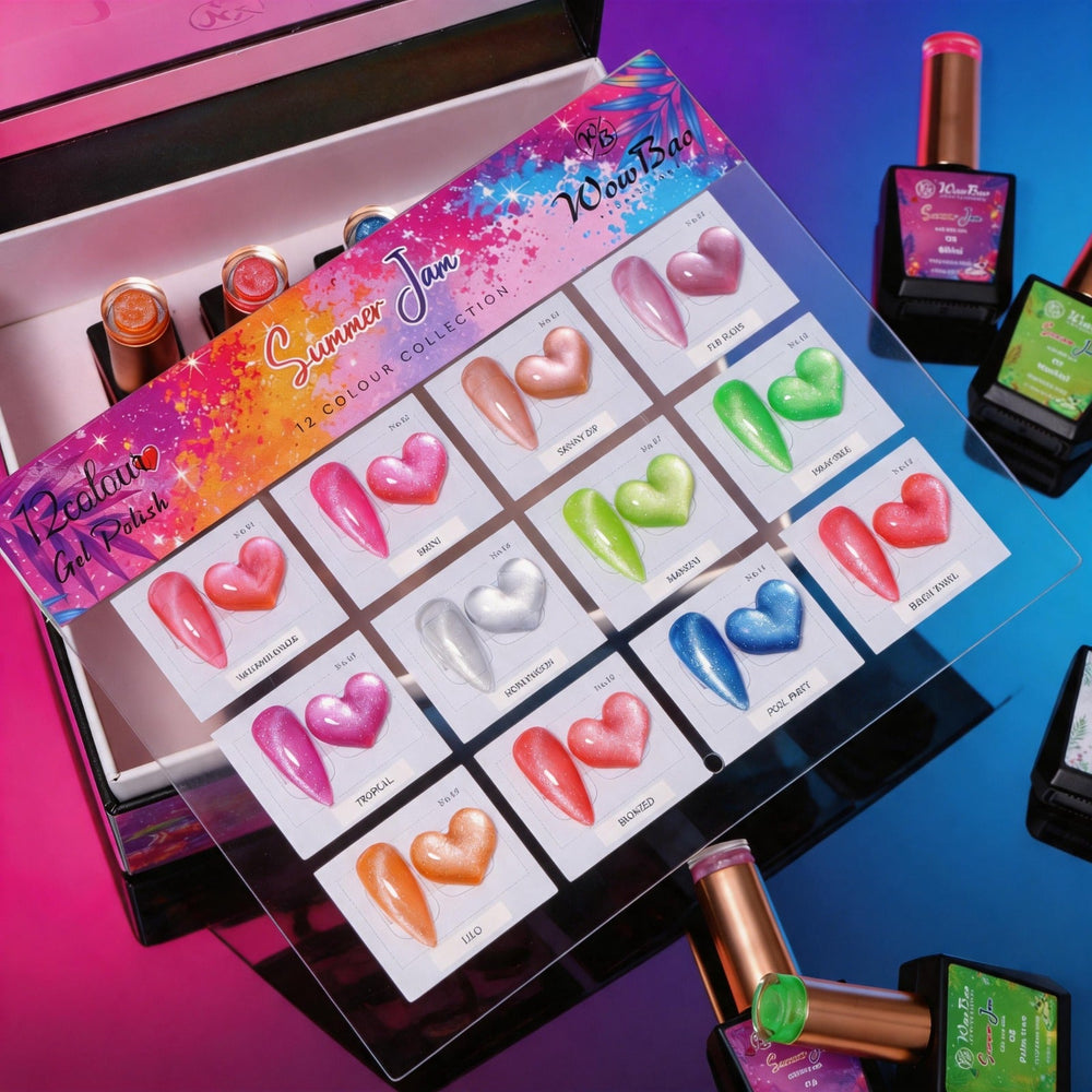 Summer Jam collection set of 12 includes colour chart- TPO / Hema-Free Gel Polish 15ml WowBao Nails