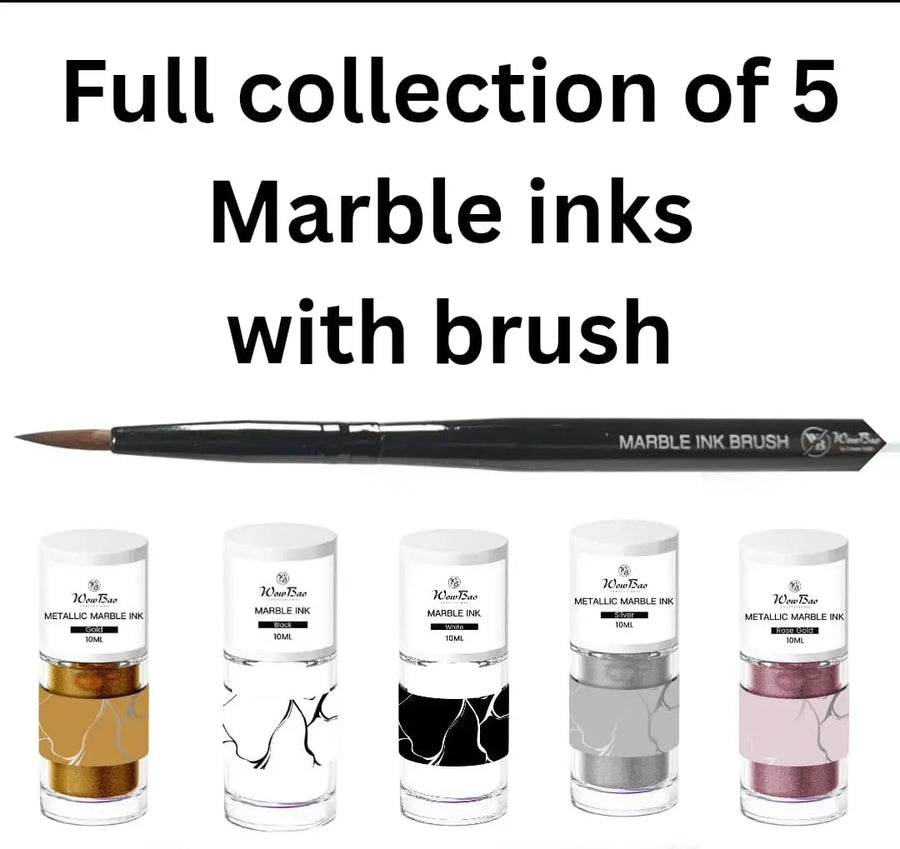 Full collection of 5 Marble ink and brush WowBao Nails