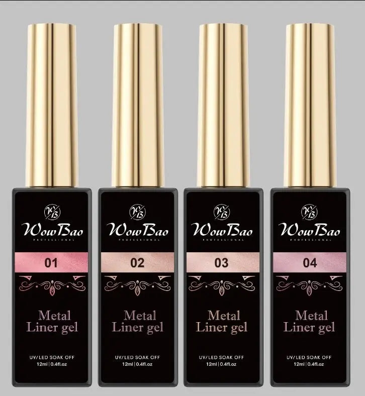 Set of 4 Metalic gel liners TPO/Hema free 15ml WowBao Nails