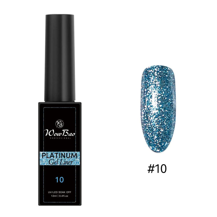 New Tpo/ Hema free Platinum Glitter Liner Gel Paints set of 12 colours ( 12ml ) WowBao Nails