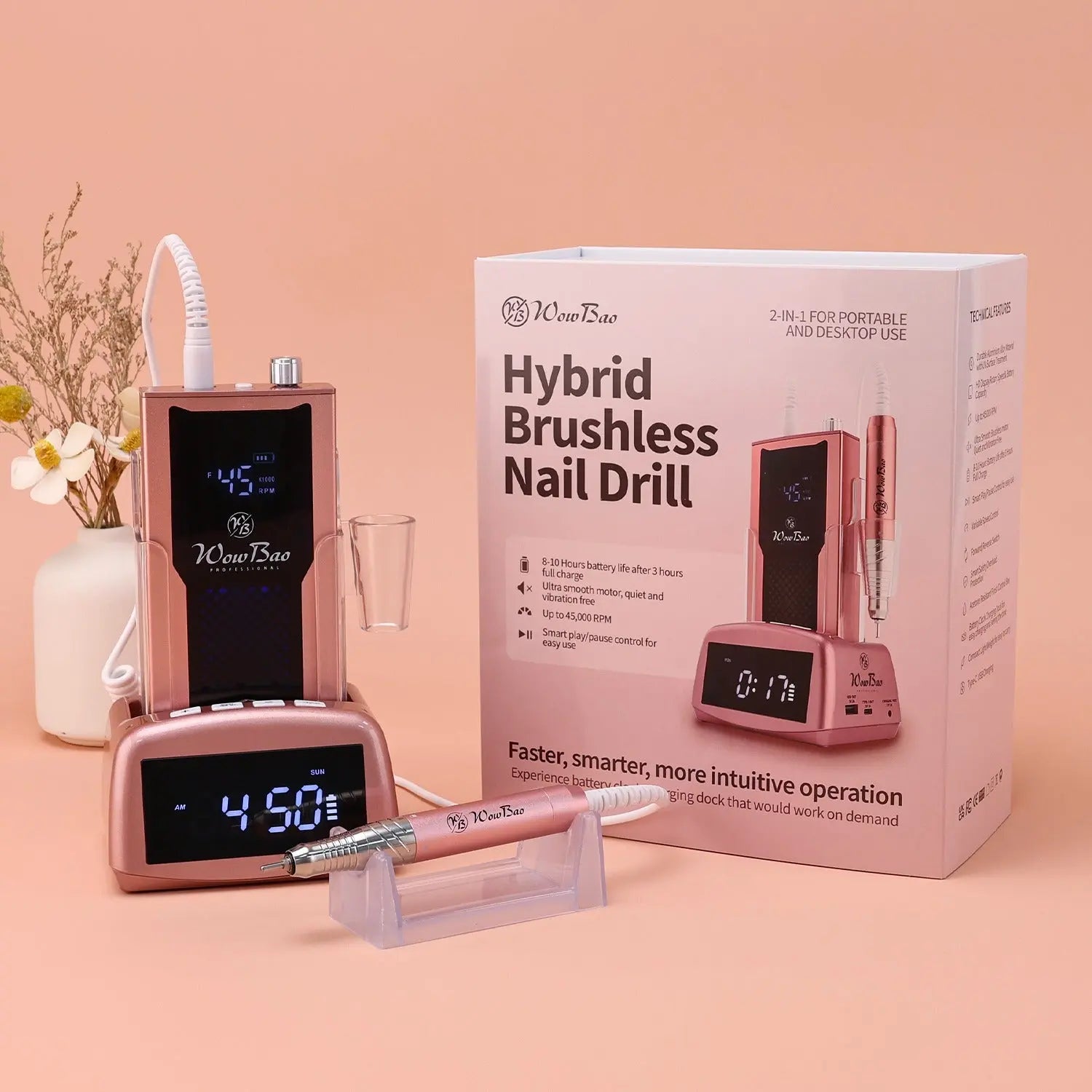 Professional Portable Hybrid Brushless Nail Drill – WowBao Nails