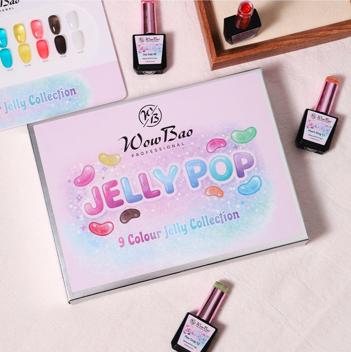 Jelly Gel Set of 9 with colour chart - TPO / Hema-Free Gel Polish 15ml WowBao Nails