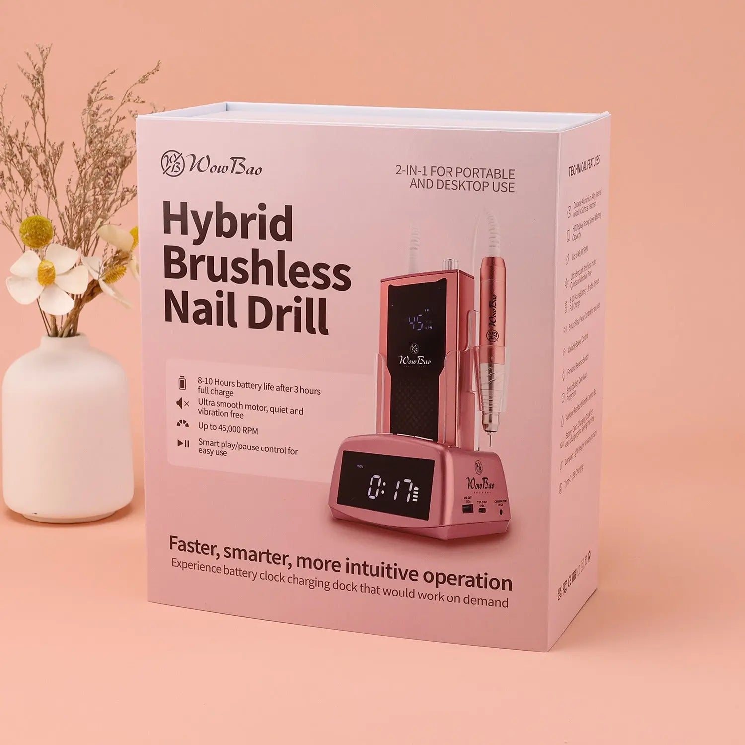 Professional Portable Hybrid Brushless Nail Drill – WowBao Nails