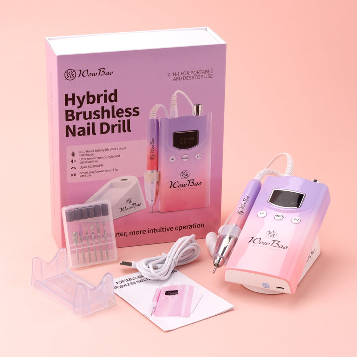 Professional Portable Hybrid Brushless E-File Nail Drill 45,000rpm 1 WowBao Nails
