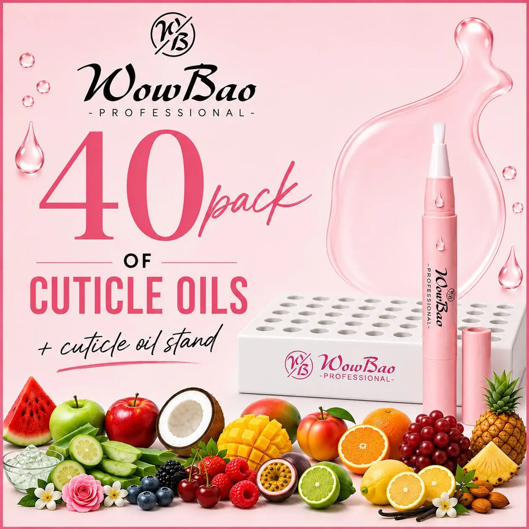 CUTICLE OIL STARTER BUNDLE - Includes the holder and 40 scents WowBao Nails