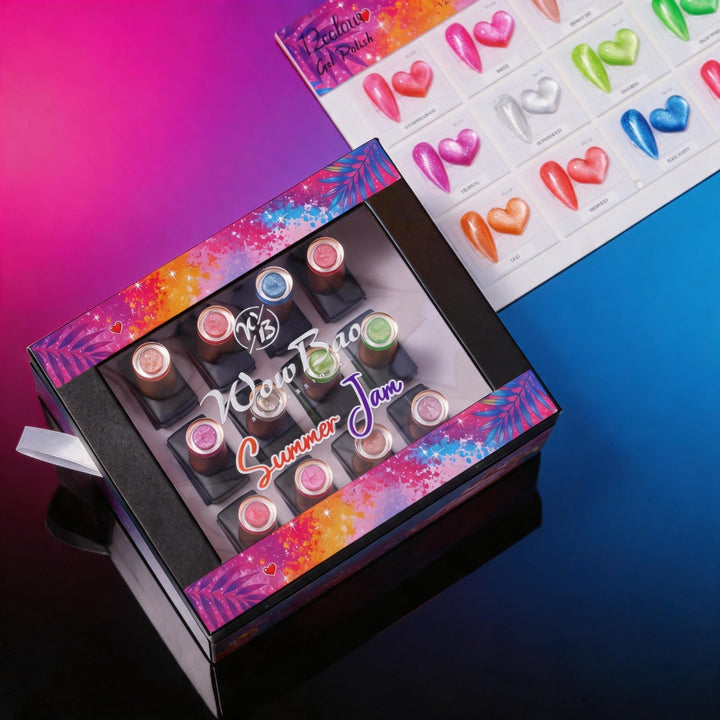 Summer Jam collection set of 12 includes colour chart- TPO / Hema-Free Gel Polish 15ml WowBao Nails