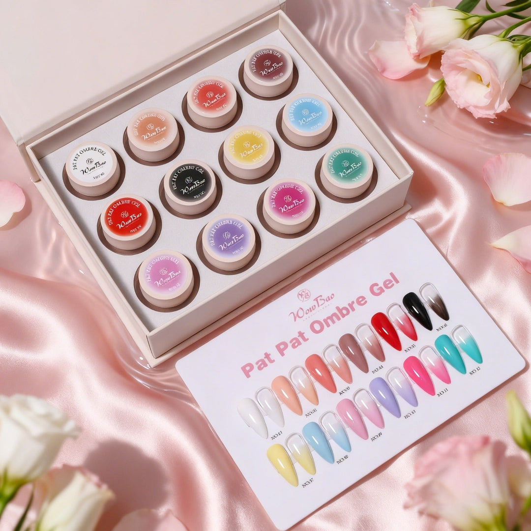 Pat pat ombre set of 12 with colour chart WowBao Nails