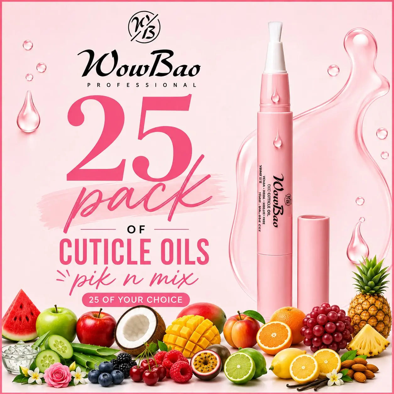 Cuticle oil scent selection of 25 WowBao Nails
