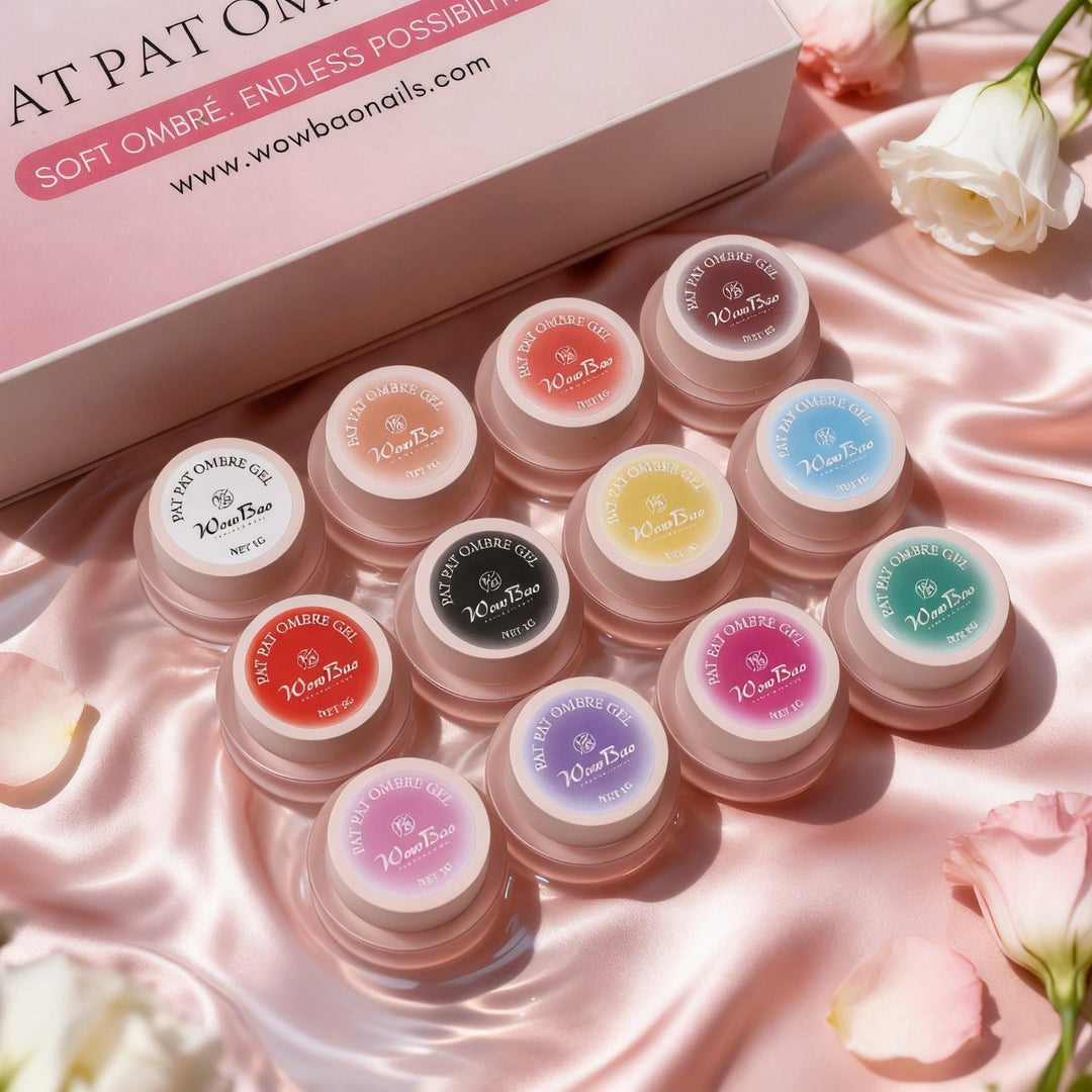 Pat pat ombre set of 12 with colour chart WowBao Nails