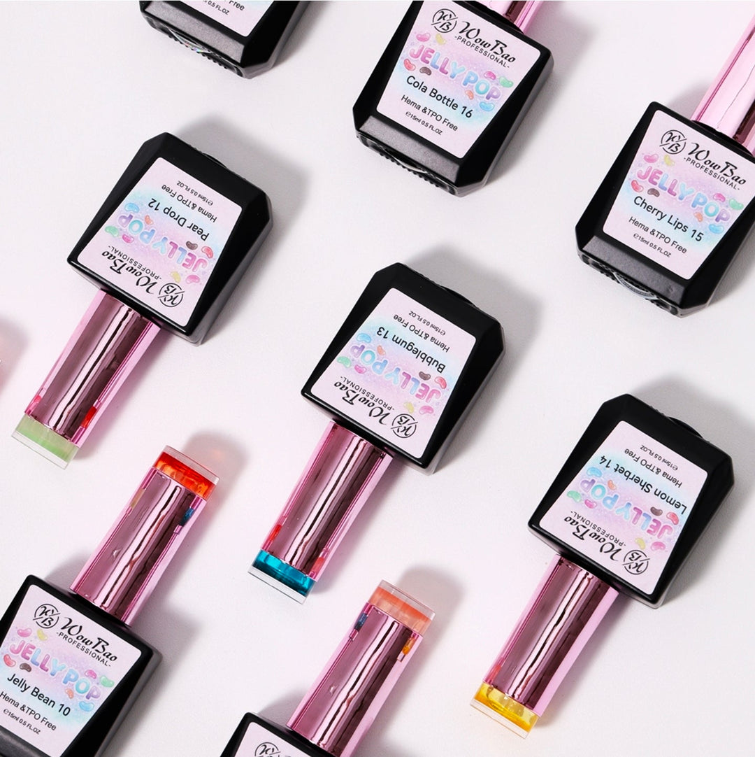 Jelly Gel Set of 9 with colour chart - TPO / Hema-Free Gel Polish 15ml WowBao Nails