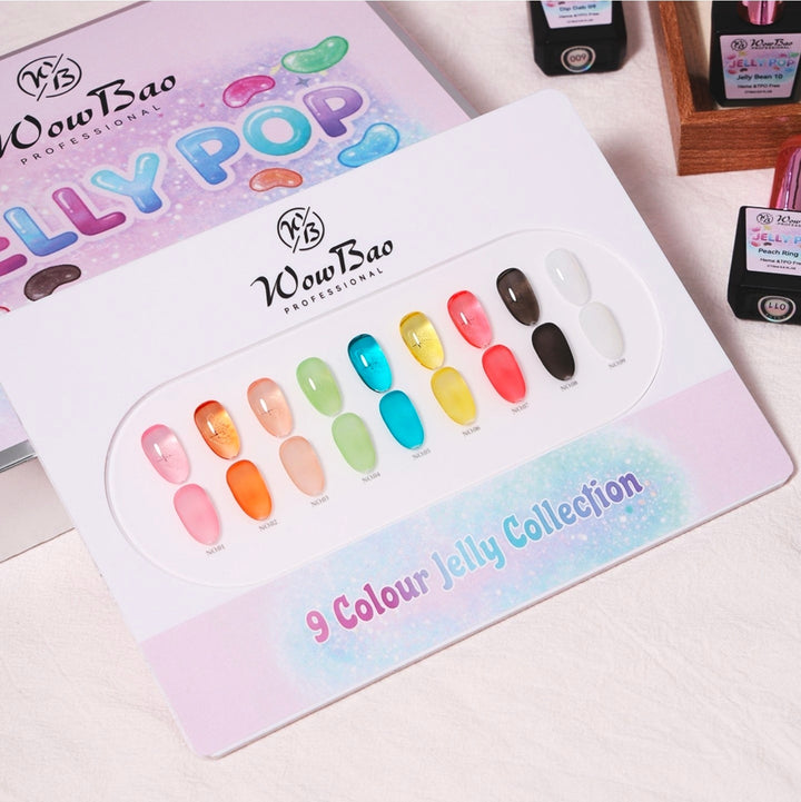 Jelly Gel Set of 9 with colour chart - TPO / Hema-Free Gel Polish 15ml WowBao Nails
