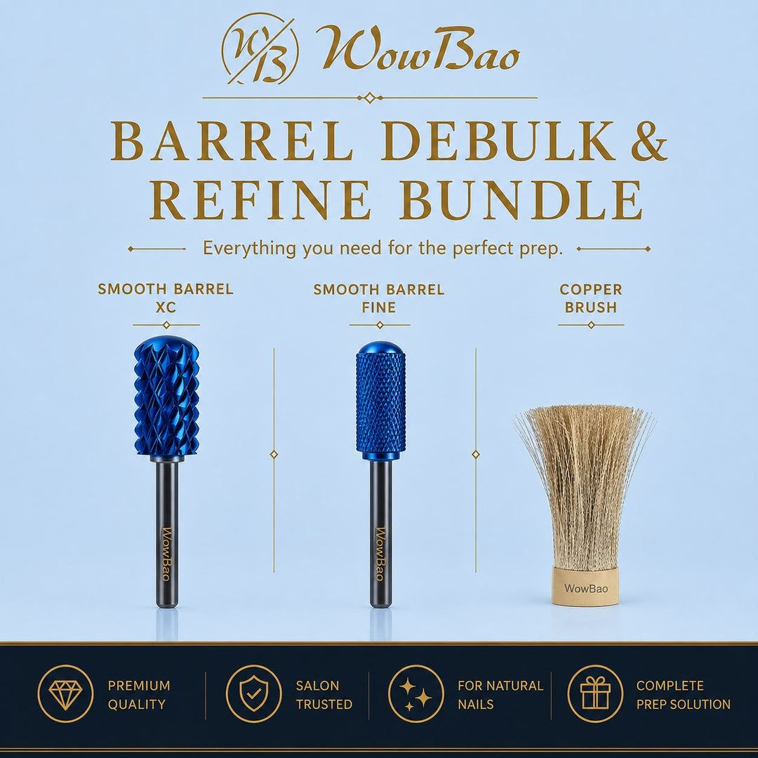 Barrel debulk and refine E-File Bit Bundle WowBao Nails