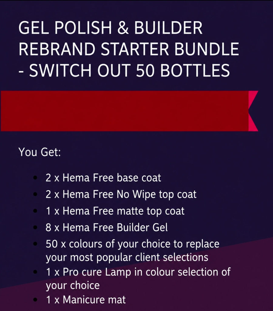 GEL POLISH & BUILDER REBRAND STARTER BUNDLE - Switch out 50 bottles WowBao Nails