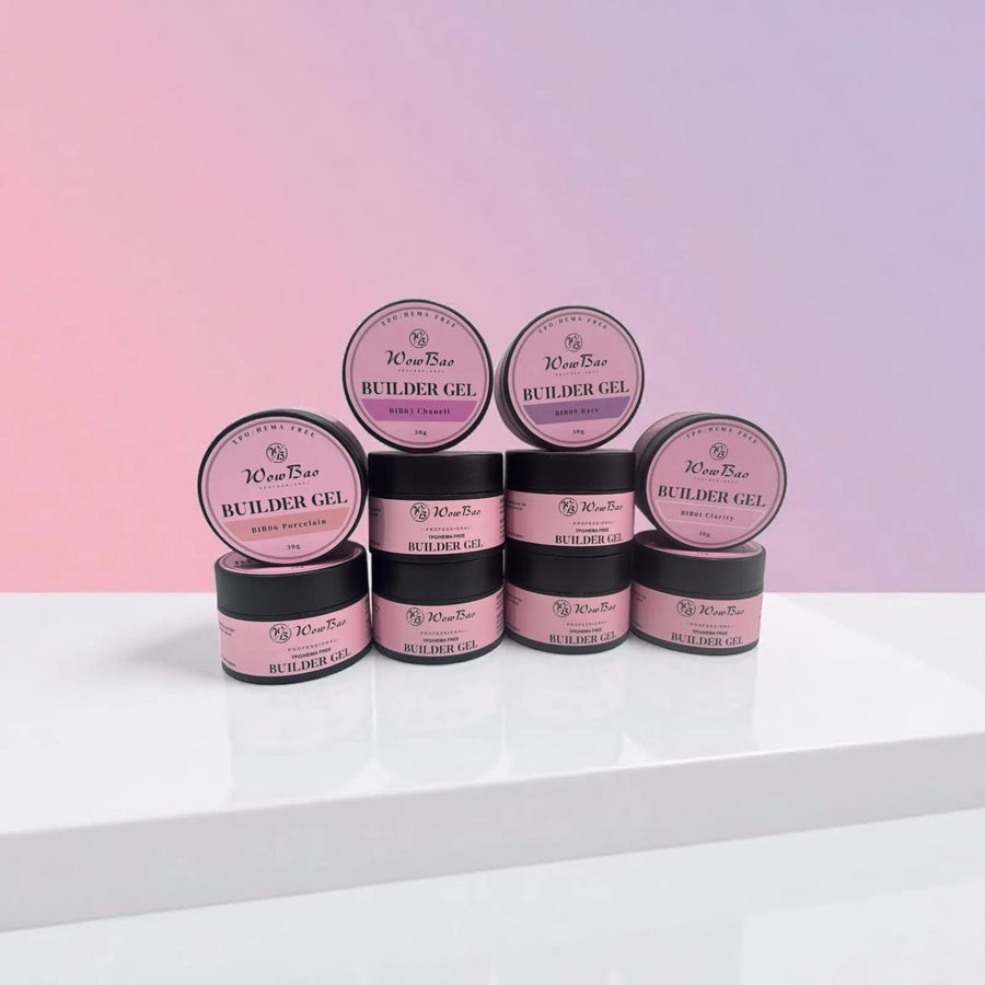 WowBao TPO/Hema Free Builder Gel Collection of 10 for Nails 30g Jars Wow Bao Nails