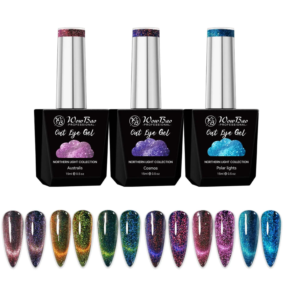 WowBao Glow In the Dark Flash Cat Eye Set of 6 collection - TPO / Hema-Free Gel Polish 15ml WowBao Nails