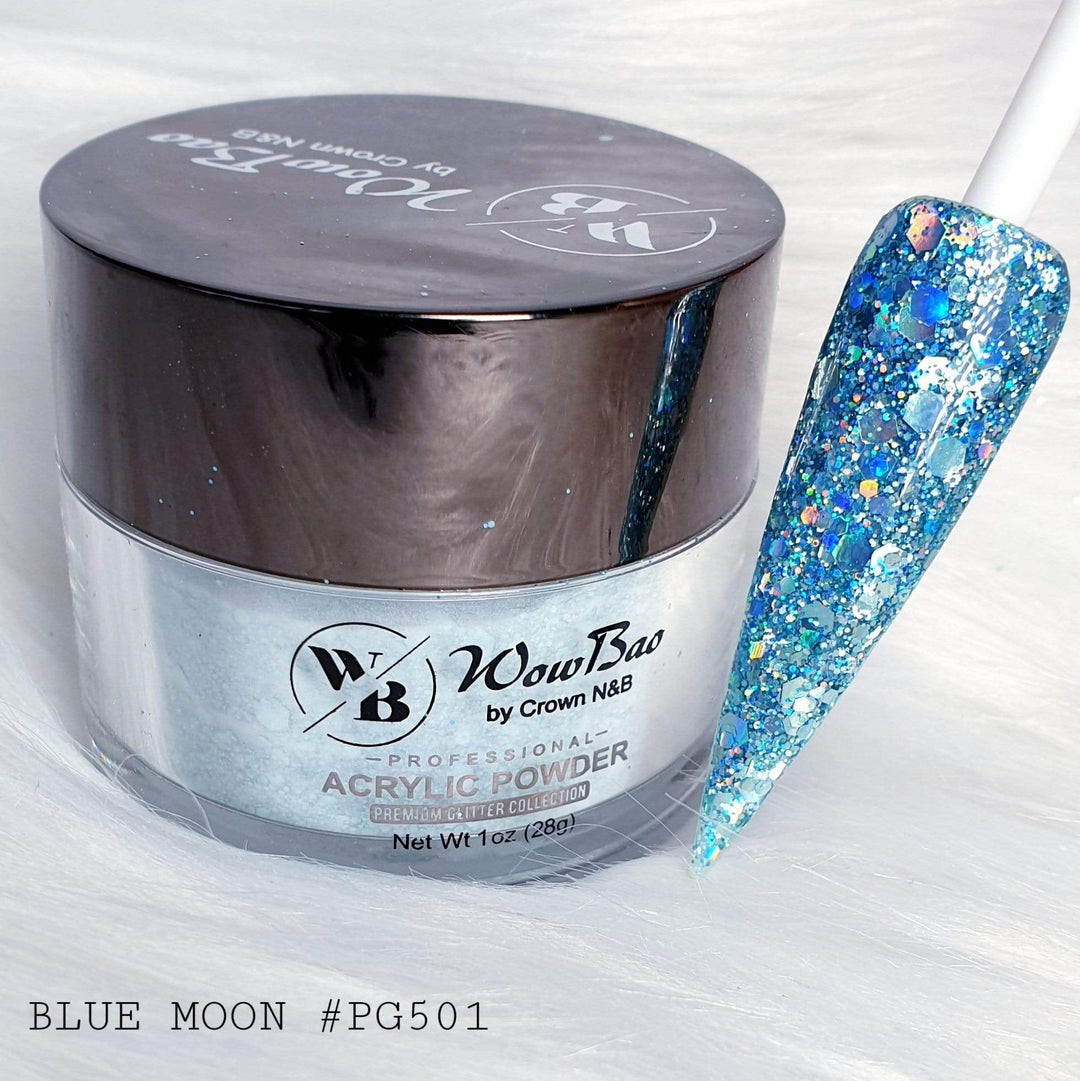 WowBao Nails 501 Blue Moon Acrylic powder Premium glitter