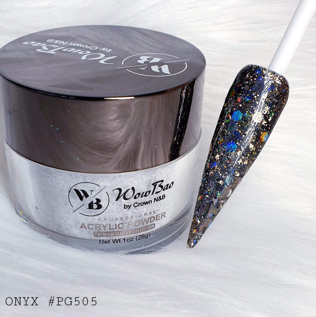 505 Onxy, Acrylic powder Premium glitter - WowBao Nails