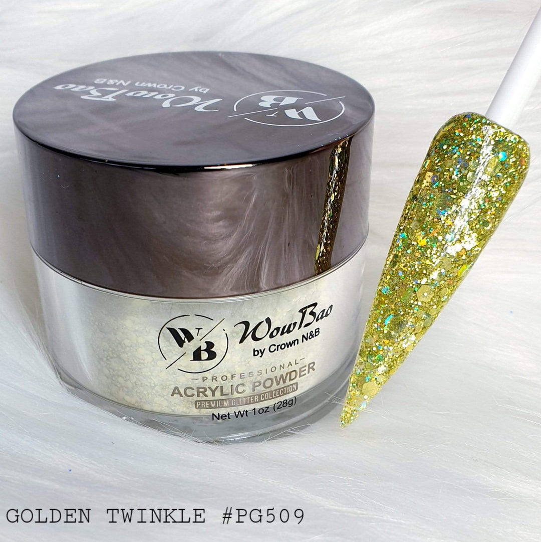WowBao Nails 509 Golden Twinkle Acrylic powder Premium glitter
