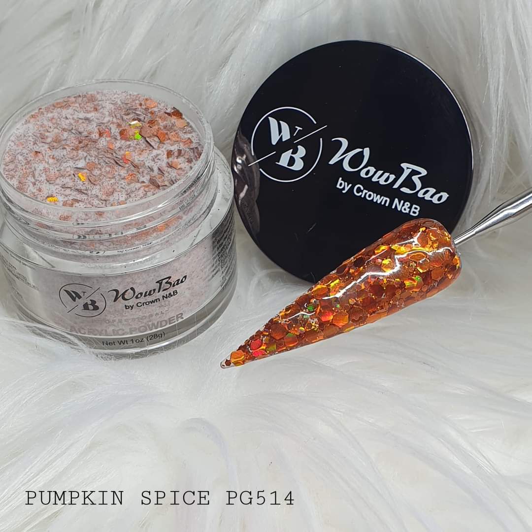 WowBao Nails 514 Pumpkin Spice Acrylic powder Premium glitter