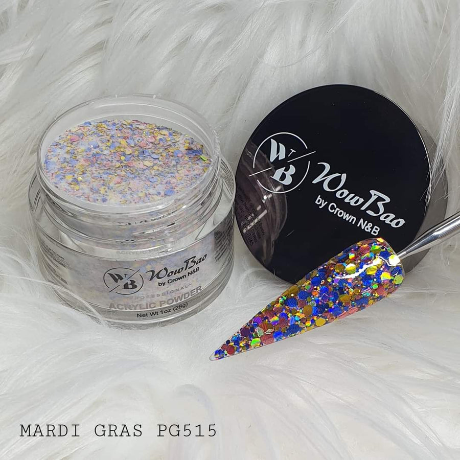 WowBao Nails 515 Mardi Gras Acrylic powder Premium glitter