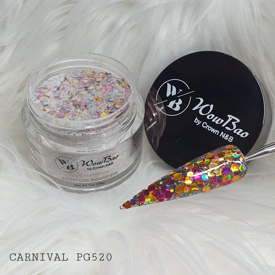WowBao Nails 520 Carnival Acrylic powder Premium glitter