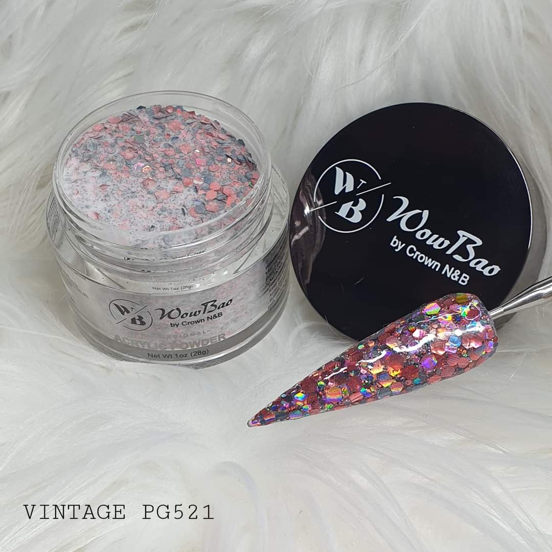 WowBao Nails 521 Vintage 28g / 1oz, Acrylic powder Premium glitter