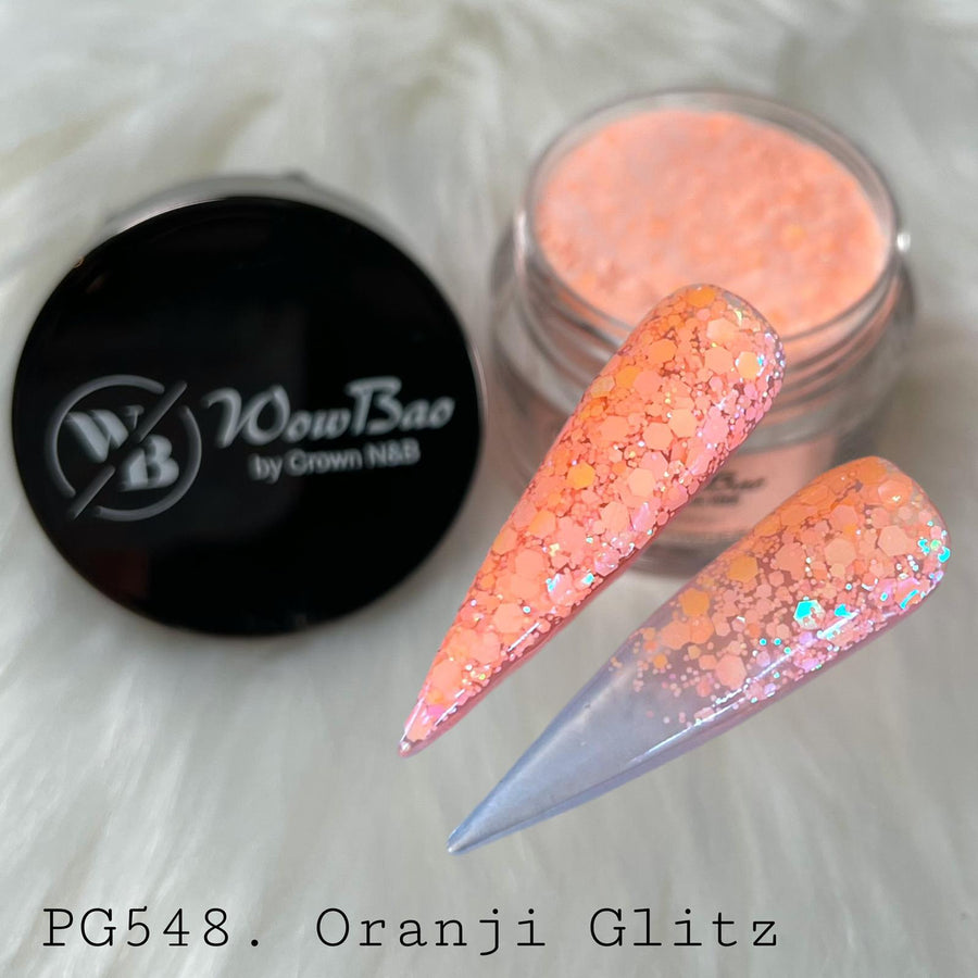 WowBao Nails 548 Oranje Glitz 1oz/28g wowbao acrylic powder