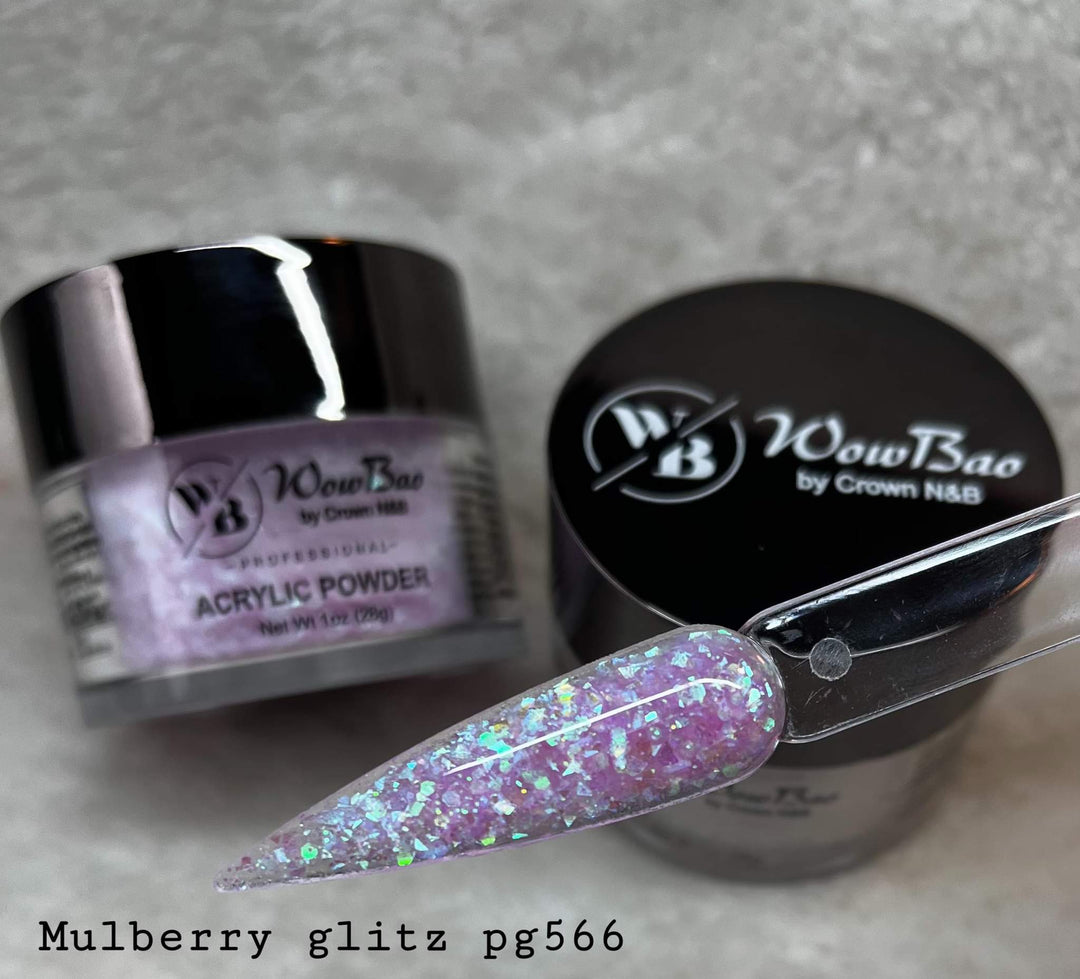 WowBao Nails 566 Mulberry Glitz 1oz/28g wowbao acrylic powder