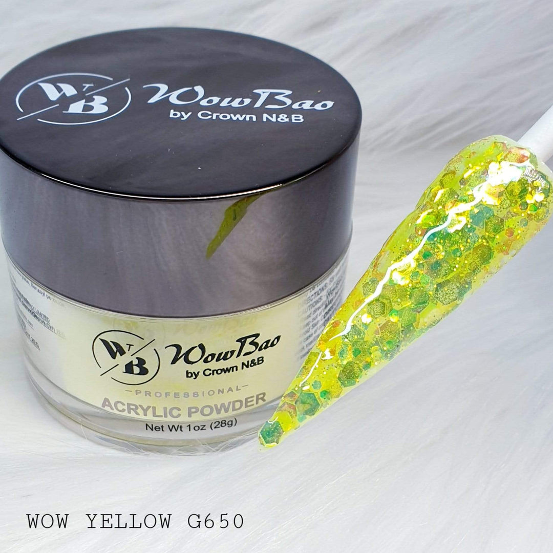 WowBao Nails 650 WOW Yellow Glitter 1oz/28g Wowbao Acrylic Powder