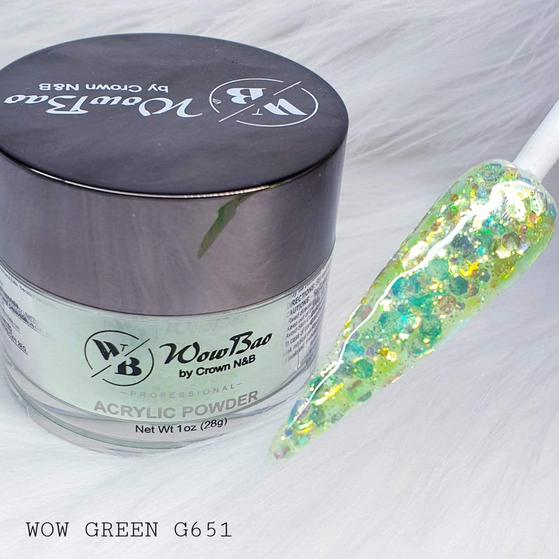 WowBao Nails 651 WOW Green Glitter 1oz/28g Wowbao Acrylic Powder