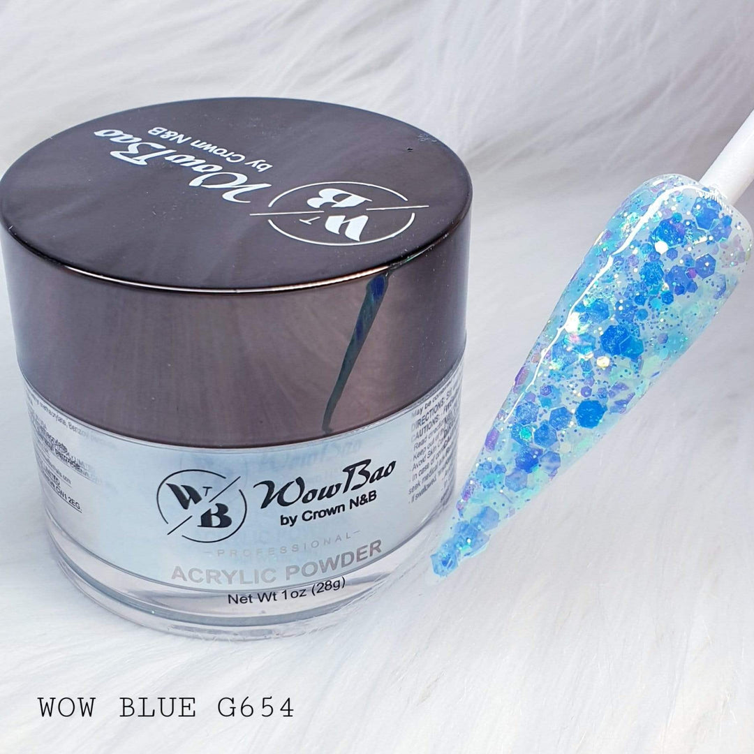 WowBao Nails 654 WOW Blue Glitter 1oz/28g Wowbao Acrylic Powder