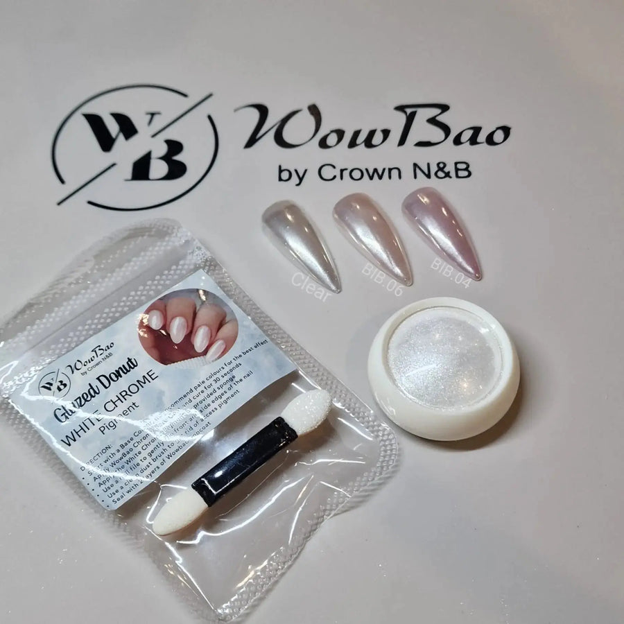 WowBao Nails Glazed Donut White Chrome