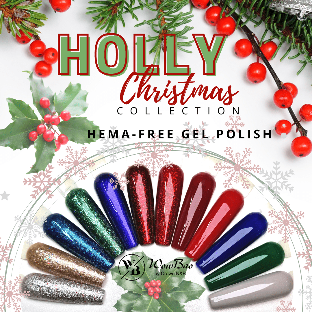 WowBao Nails Holly Christmas Colletion - set of 12 hema free Gel Polish