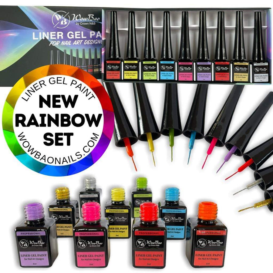 WowBao Nails Liner Gel Paint NEW Rainbow Colours Set