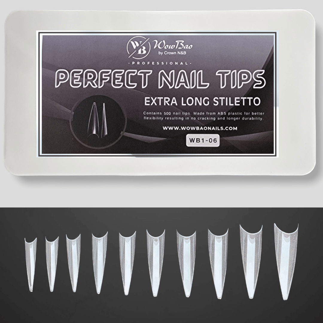 Wow Bao Nails Full box of 500 tips all size Perfect Nail Tips | Extra Long Stiletto