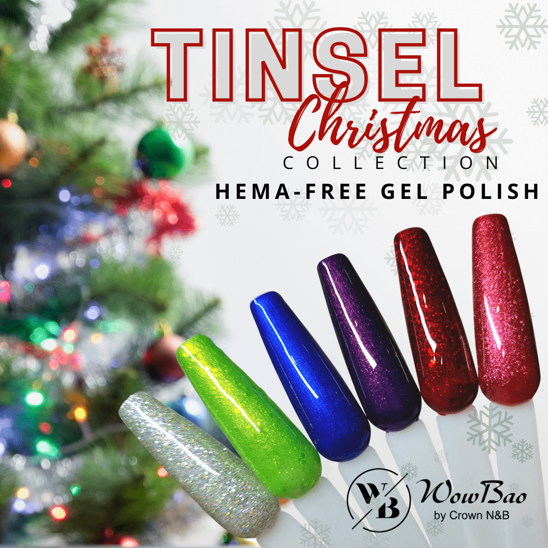 WowBao Nails Tinsel Christmas COLLECTION - set of 6 hema free Gel Polish
