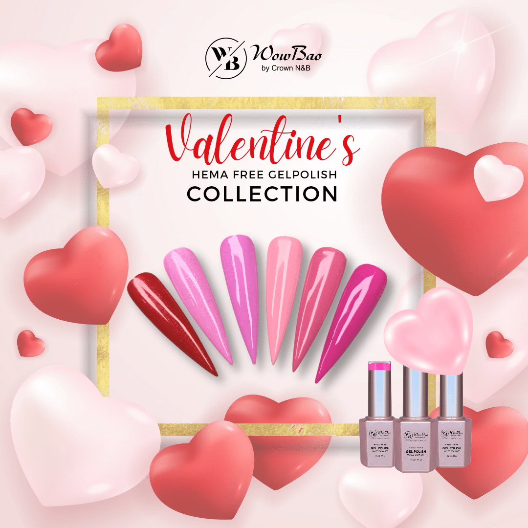 WowBao Nails VALENTINES COLLECTION - set of 6 hema free Gel Polish