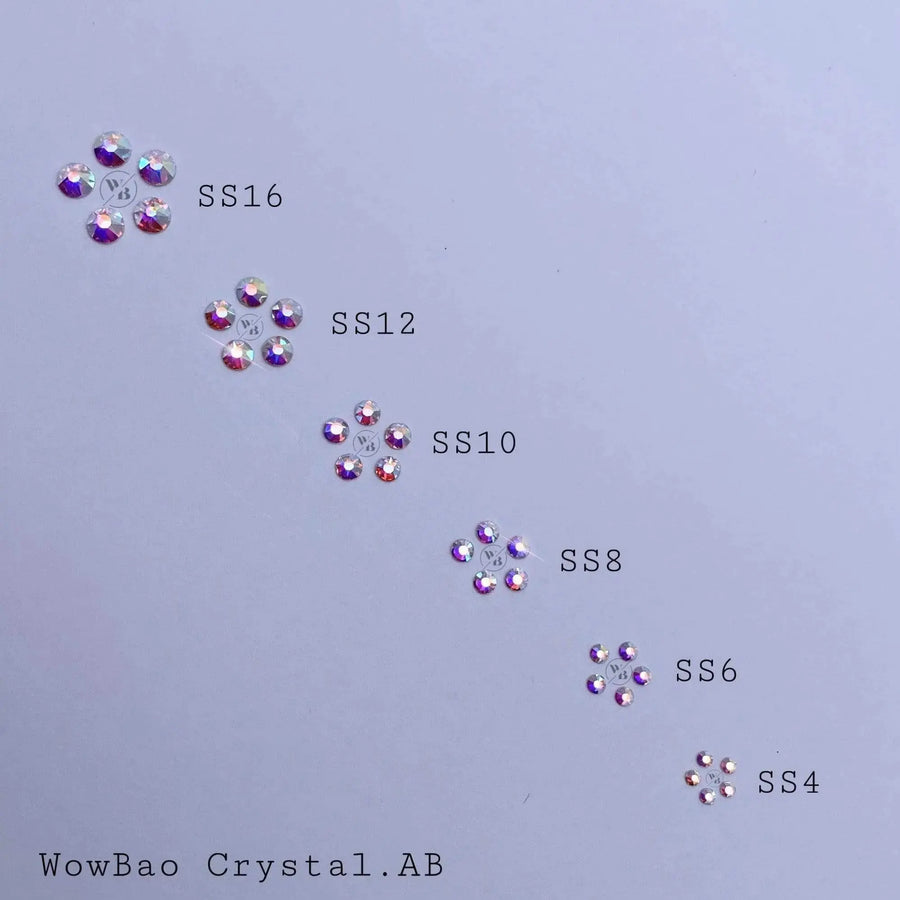 WowBao Nails All 6 sizes (3240pcs) Wow Crystals ROUND AB